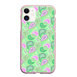 Чехол iPhone 11 матовый Turkish cucumber green background, цвет: 3D-светло-розовый