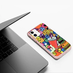 Чехол iPhone 11 матовый Fast food pattern Pop art Fashion trend, цвет: 3D-светло-розовый — фото 2