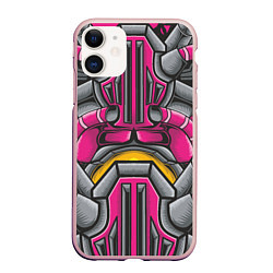 Чехол iPhone 11 матовый Костюм робота, цвет: 3D-светло-розовый