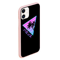 Чехол iPhone 11 матовый Ретро Пальмы Градиент, цвет: 3D-светло-розовый — фото 2