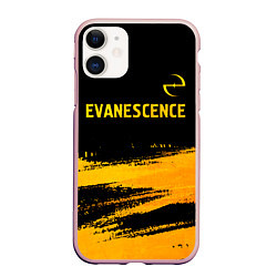 Чехол iPhone 11 матовый Evanescence - gold gradient: символ сверху, цвет: 3D-светло-розовый