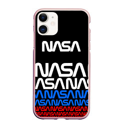 Чехол iPhone 11 матовый Nasa gпаттерн, цвет: 3D-светло-розовый