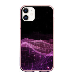 Чехол iPhone 11 матовый Retro wave night, цвет: 3D-светло-розовый