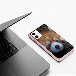 Чехол iPhone 11 матовый Крaсная панда, цвет: 3D-светло-розовый — фото 2