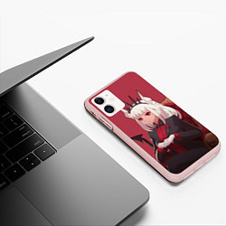 Чехол iPhone 11 матовый Милый Люцифер, цвет: 3D-светло-розовый — фото 2