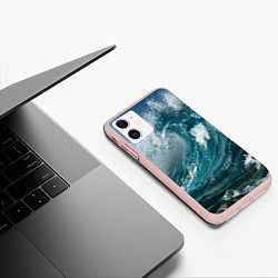 Чехол iPhone 11 матовый Волна, цвет: 3D-светло-розовый — фото 2