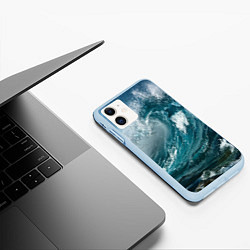 Чехол iPhone 11 матовый Волна цвета 3D-голубой — фото 2
