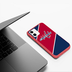 Чехол iPhone 11 матовый Washington capitals, цвет: 3D-красный — фото 2