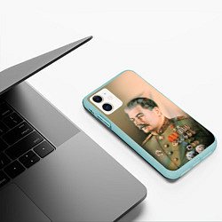 Чехол iPhone 11 матовый Иосиф Сталин, цвет: 3D-мятный — фото 2