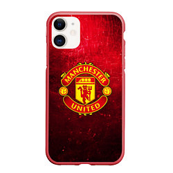 Чехол iPhone 11 матовый Манчестер Юнайтед, цвет: 3D-красный