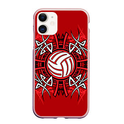 Чехол iPhone 11 матовый Волейбол 34, цвет: 3D-светло-розовый