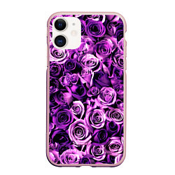 Чехол iPhone 11 матовый Цветочки, цвет: 3D-светло-розовый