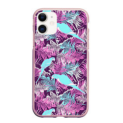 Чехол iPhone 11 матовый Summer paradise, цвет: 3D-светло-розовый
