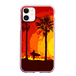 Чехол iPhone 11 матовый Summer Surf, цвет: 3D-светло-розовый