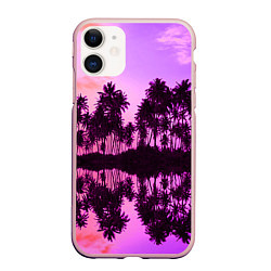 Чехол iPhone 11 матовый Hawaii dream, цвет: 3D-светло-розовый