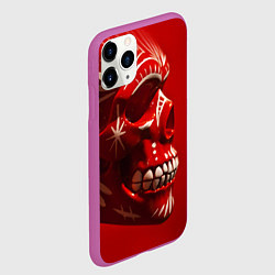 Чехол iPhone 11 Pro матовый Красный череп, цвет: 3D-фиолетовый — фото 2