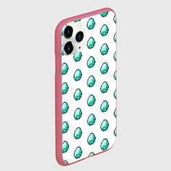 Чехол iPhone 11 Pro матовый Minecraft diamonds, цвет: 3D-малиновый — фото 2
