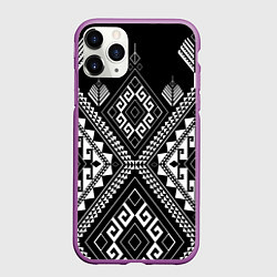 Чехол iPhone 11 Pro матовый Индейские мотивы, цвет: 3D-фиолетовый