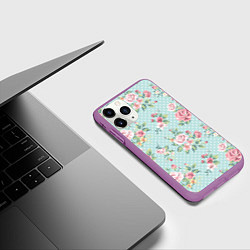Чехол iPhone 11 Pro матовый Цветы ретро 1, цвет: 3D-фиолетовый — фото 2