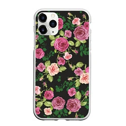 Чехол iPhone 11 Pro матовый Кусты из роз, цвет: 3D-белый