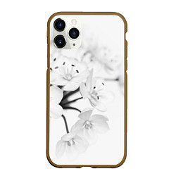 Чехол iPhone 11 Pro матовый Белая сакура, цвет: 3D-коричневый