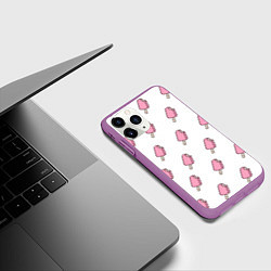 Чехол iPhone 11 Pro матовый Мороженое розовое, цвет: 3D-фиолетовый — фото 2
