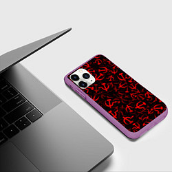 Чехол iPhone 11 Pro матовый Серп и молот 2, цвет: 3D-фиолетовый — фото 2