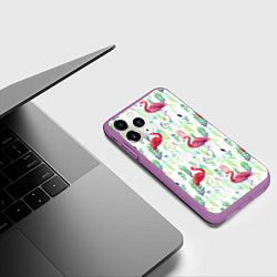 Чехол iPhone 11 Pro матовый Цветы и бабочки 2, цвет: 3D-фиолетовый — фото 2