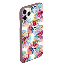 Чехол iPhone 11 Pro матовый Цветы и бабочки 5, цвет: 3D-коричневый — фото 2