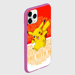 Чехол iPhone 11 Pro матовый Pikachu, цвет: 3D-фиолетовый — фото 2