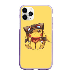 Чехол iPhone 11 Pro матовый Pikachu, цвет: 3D-светло-сиреневый