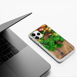 Чехол iPhone 11 Pro матовый Елка, цвет: 3D-белый — фото 2