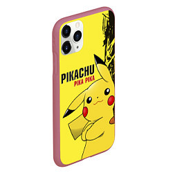 Чехол iPhone 11 Pro матовый Pikachu Pika Pika, цвет: 3D-малиновый — фото 2