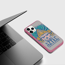 Чехол iPhone 11 Pro матовый Aztec Warriors, цвет: 3D-малиновый — фото 2