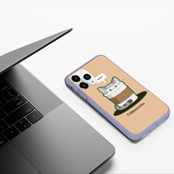 Чехол iPhone 11 Pro матовый Catpuccino, цвет: 3D-светло-сиреневый — фото 2