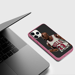 Чехол iPhone 11 Pro матовый Bulls 23: Jordan, цвет: 3D-малиновый — фото 2