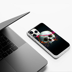 Чехол iPhone 11 Pro матовый Череп конфетти, цвет: 3D-белый — фото 2
