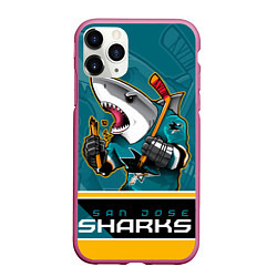 Чехол iPhone 11 Pro матовый San Jose Sharks, цвет: 3D-малиновый
