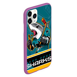 Чехол iPhone 11 Pro матовый San Jose Sharks, цвет: 3D-фиолетовый — фото 2