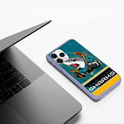 Чехол iPhone 11 Pro матовый San Jose Sharks, цвет: 3D-светло-сиреневый — фото 2
