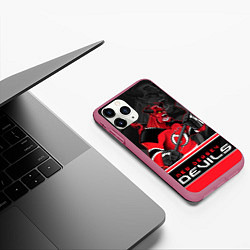 Чехол iPhone 11 Pro матовый New Jersey Devils, цвет: 3D-малиновый — фото 2