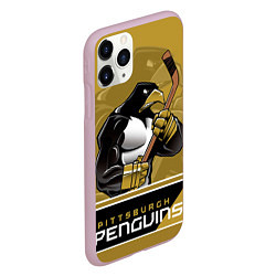 Чехол iPhone 11 Pro матовый Pittsburgh Penguins, цвет: 3D-розовый — фото 2