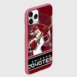 Чехол iPhone 11 Pro матовый Arizona Coyotes, цвет: 3D-малиновый — фото 2