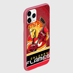 Чехол iPhone 11 Pro матовый Calgary Flames, цвет: 3D-малиновый — фото 2