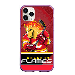 Чехол iPhone 11 Pro матовый Calgary Flames, цвет: 3D-фиолетовый