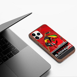 Чехол iPhone 11 Pro матовый Chicago Blackhawks, цвет: 3D-коричневый — фото 2
