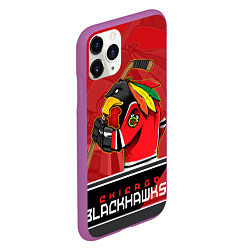 Чехол iPhone 11 Pro матовый Chicago Blackhawks, цвет: 3D-фиолетовый — фото 2