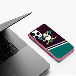 Чехол iPhone 11 Pro матовый Anaheim Ducks, цвет: 3D-малиновый — фото 2