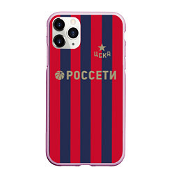 Чехол iPhone 11 Pro матовый ФК ЦСКА: Россети, цвет: 3D-розовый