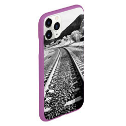 Чехол iPhone 11 Pro матовый Железная дорога, цвет: 3D-фиолетовый — фото 2